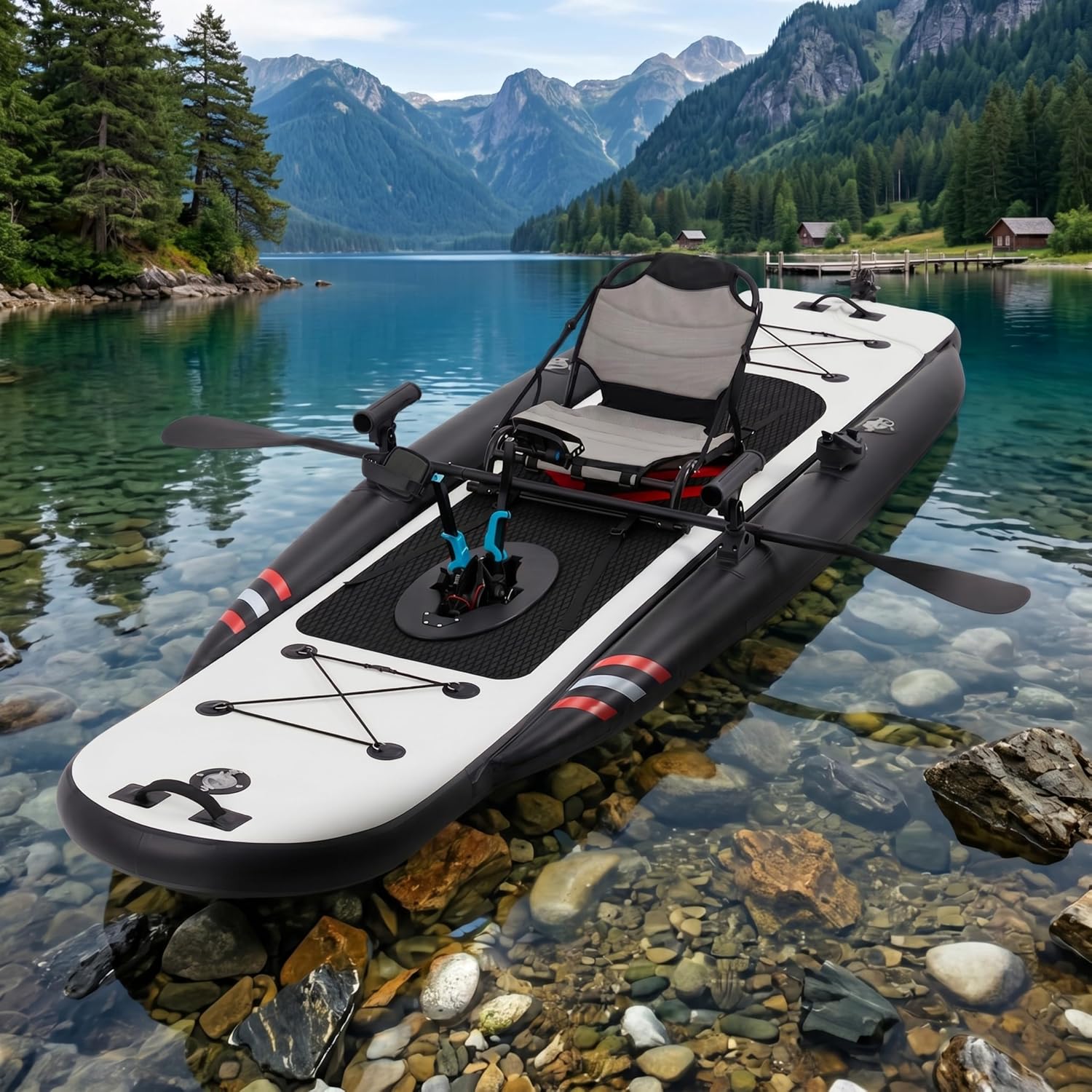 Fishing Kayak Inflatable - 12ft Premium PVC Inflatable Fishing Kayak