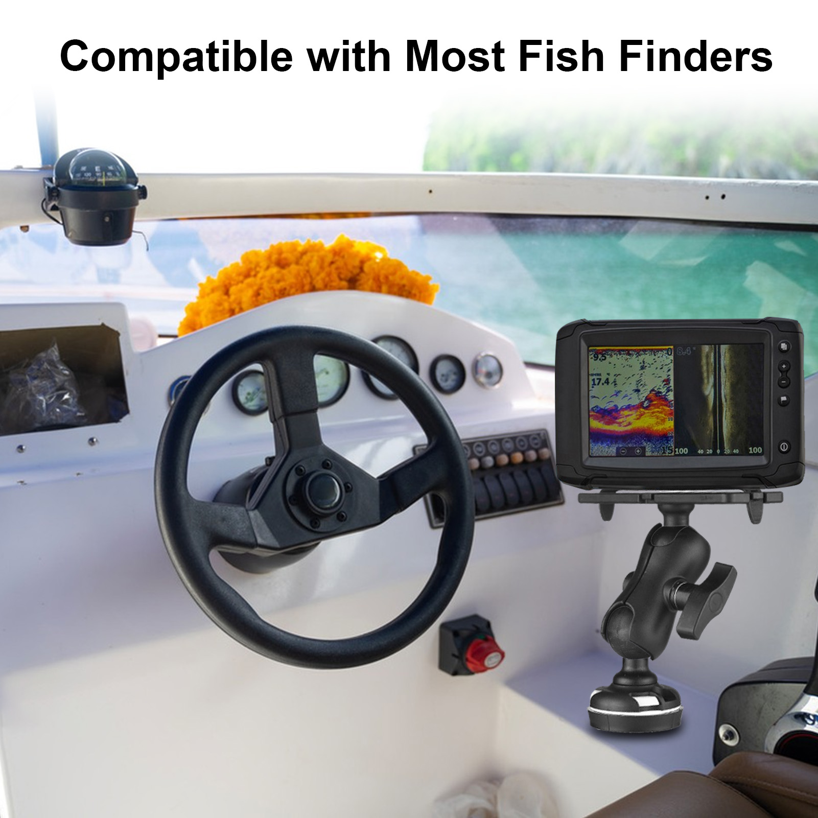 Fish Finder Mount with Rectang - Fishing Kayak Fish Finder Mount review and price